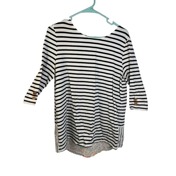 Matilda Jane knit blouse top tunic length women's medium white black stripe - Picture 1 of 16